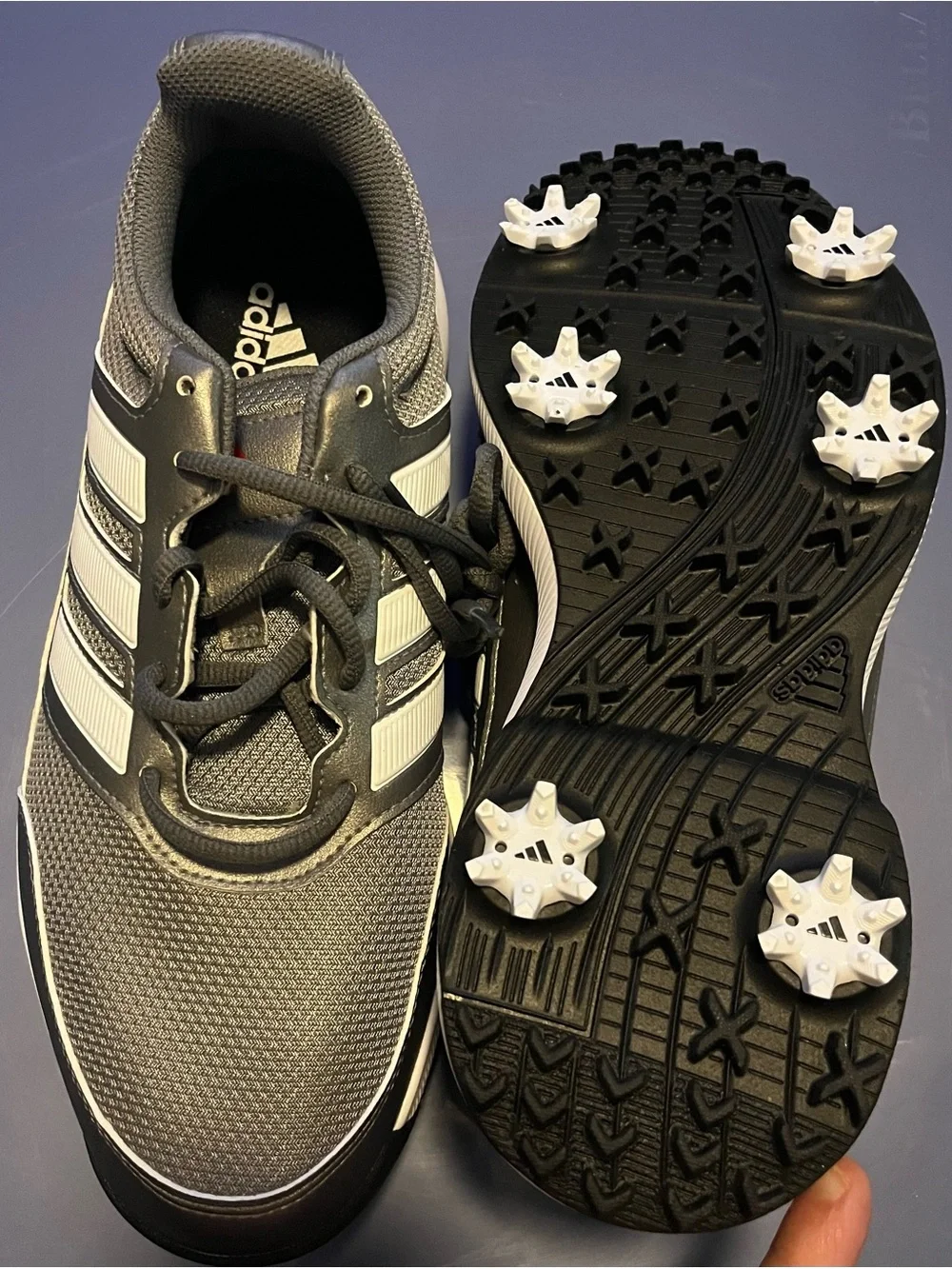 adidas Men’s Gray and White Golf Cleats